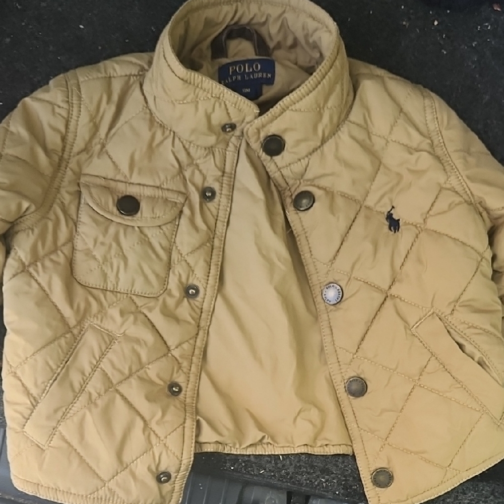 Polo by Ralph Lauren Tan Puffer Jacket Quilted Design